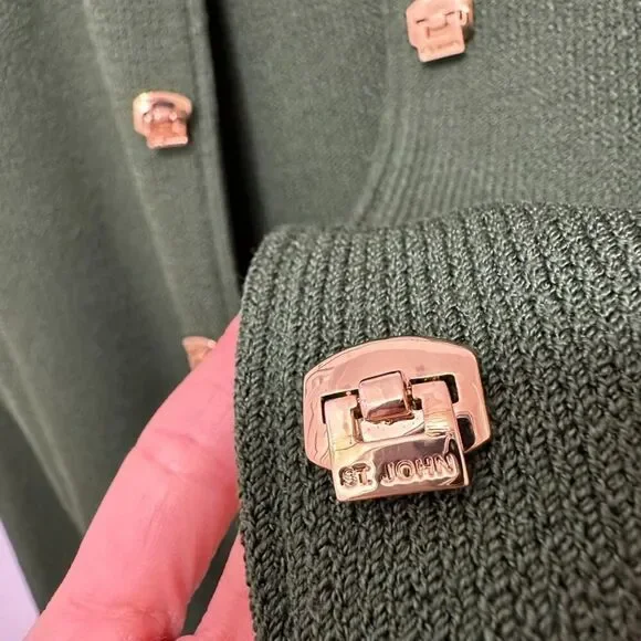 St. John Collection Green Zip Santana Knit Jacket Size 2 - Picture 9 of 15